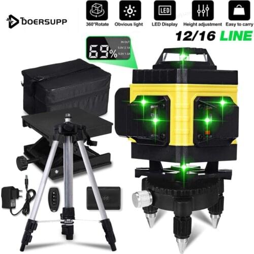 Laser levels 12 16 Lines Horizontal&Vertical Leveling Tool For Floor Wall Green Light 360 Self-Leveling Laser levels With Tripod
