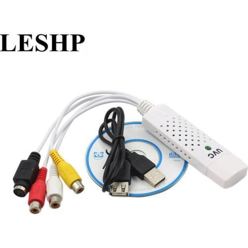 LESHP Portable Easycap USB 2.0 Audio Capture Card Adapter VHS to DVD Video Capture Converter For Win7/8/XP/Vista High Quality