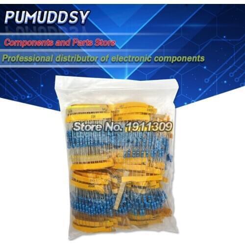 1100pcs/lot 1/2W 1M Metal Film Resistor Assorted Kit 1R/2.2R/3.3R/4.7R/100R/100K/470K/10M/1M/2M ohms Metal Film Resistors Set