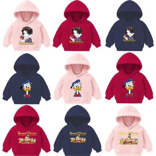Donald Duck Fashion Print Boys Girls Cosplay Costume Snow White Children Spring Autumn Hoodies Zipper Coats Boys Kids Clothes