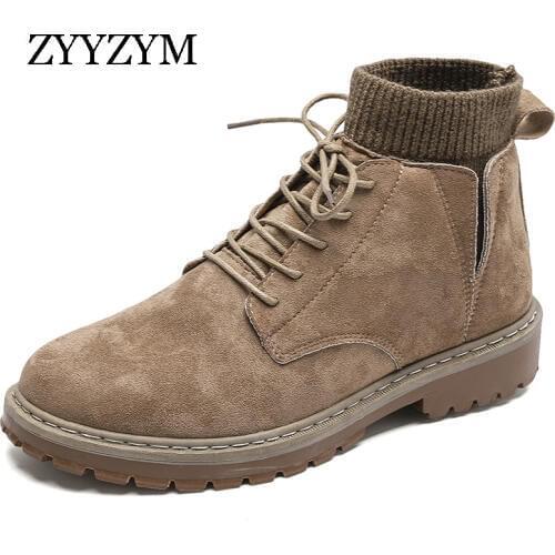 ZYYZYM Mens Boots Autumn Winter Vintage Flock Battle Desert Boots Men Fashion Outdoor Man Boots Hot Sale Zapatos De Hombre
