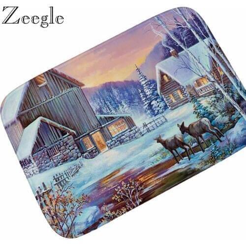 Zeegle Europe Printed Floor Mats Home Decorate Entrance Doormat Absorbent Non-slip Bath Rug Door Mats Indoor Carpets