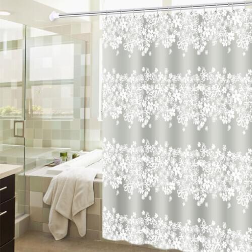 New Waterproof Flower PEV Shower Curtain Shower Curtain Bathtub Waterproof Bathtub Cover Liner Transparent Anti-mildew Partition