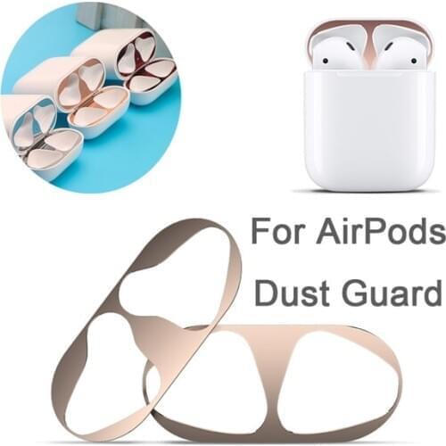 New Ultra Thin Gold Plating Shell Dust Guard Metal Film Sticker Iron Shavings Protective Cover For airpods 1/2