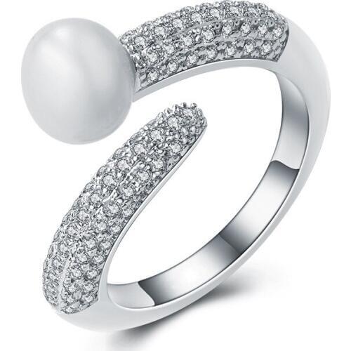 Queen Lotus new Nail Ring zircon pearl Cubic Zirconia Fashion Jewelry women rings party wedding High gift