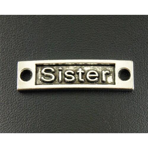 5pcs Silver Color Letter SISTER Charm Connecotr Bracelet Necklace Jewelry Making Handmade DIYt 35x10mm A529