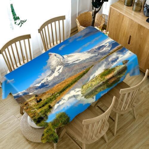 Thicken Cotton Tablecloth 3D Natural Scenery Landscape Pattern Rectangular/Round Table Cloth for Wedding Picnic Party