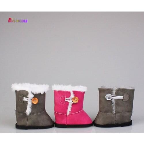 Brithday Gift Button Snow Cotton Boots For 18 inch American Dolls Plush Boots For 1/3 BJD Russian Doll Toy For Our Generation