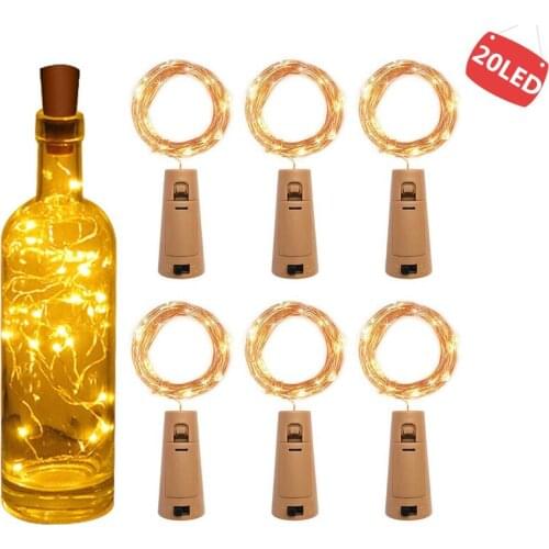 Holiday decorations 20 LED Bottle Lights Battery Cork for Party Wedding Christmas Halloween Bar Decor Warm White