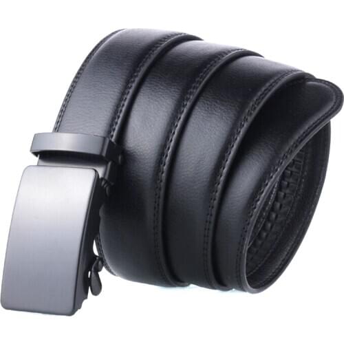Mens Automatic Buckle Belt Slip Buckle Business Casual Leather Waist Belt Popular and Fashion Waist Belt