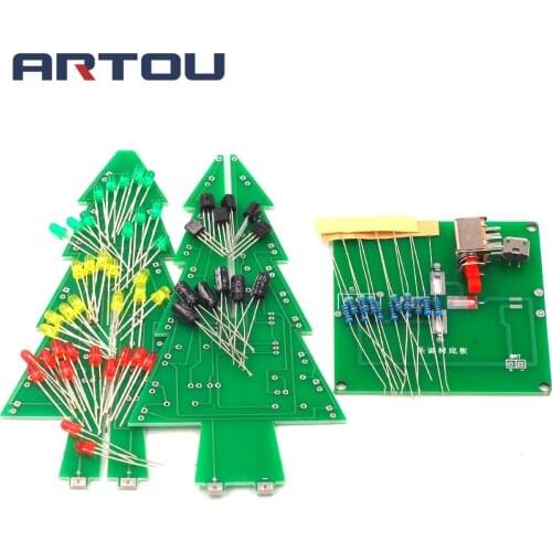 Three-Dimensional 3D Christmas Tree LED DIY Kit Red/Green/Yellow RGB LED Flash Circuit Kit Electronic Fun Suite