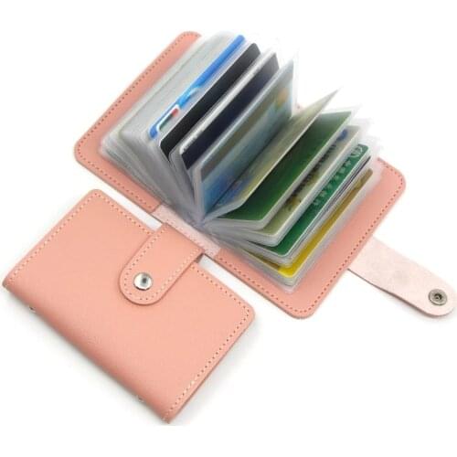 Solid Color PU Function 20\24\26 Bits Credit Card ID Card Wallet Cash Holder Organizer Case Business Card Holder Passport Cover