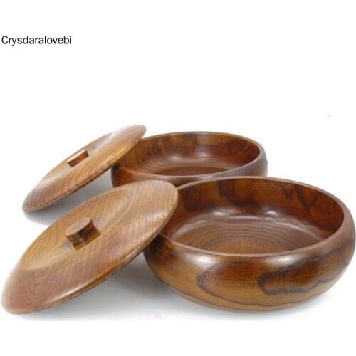 Japan Style Zaka Wooden Bowl with Cover Tableware Big Size for Rice Soup Fine Dinnerware Suit Eco-friendly