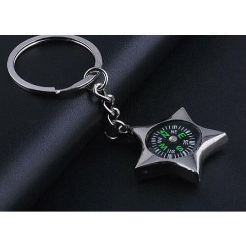 100pcs/lot fedex fast creative style woman man alloy compass keychain unisex star compass key ring