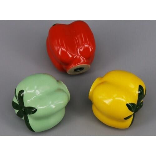 1x Ceramic tomato Shaped Handle Creative Door knob For Cabinet Drawer Wardrobe Door Kitchen Cabinet Pulls Hardware
