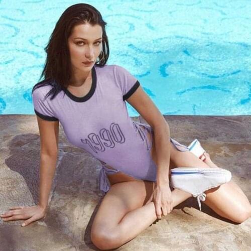 2021 Lace-Up Interwoven Hollow T-Shirt Summer Exposed Top One-Piece Bodysuit On Both Sides Of Slim High-Waist Womens Clothing