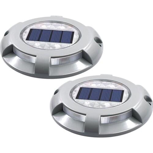 4LED Solar Driveway Path Light Solar Ground Light Outdoor Aluminium LED Dock Step Road Warning Deck Light for Lake Boat Flat