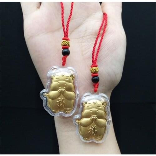 2021 Year Of Ox Coin Gold Foiled Chinese Feng Shui Wealth Success Lucky Commemorative Souvenir Gift Car Pendant Home Decor