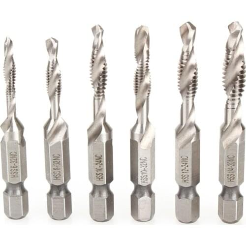 6Pcs Hex Shank Combination Drill Bits Spiral Hex Self Tapping Drilling Screws
