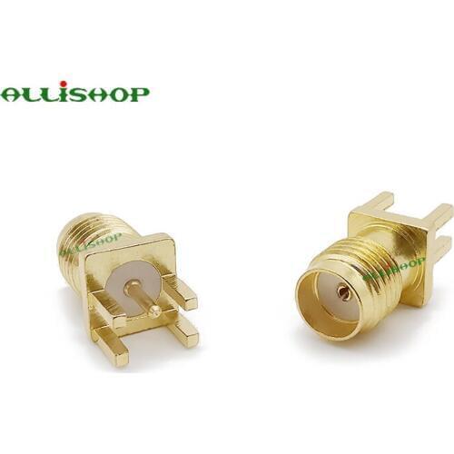 ALLISHOP 100Pcs Hot End Launch PCB Mount SMA Female Plug Straight SMA Female RF Connector Adapter