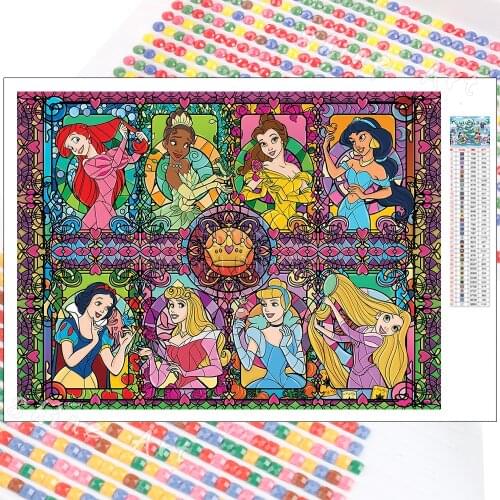 Diamond Painting Disney Cartoon Princess Theme Fantasy Glazed 5D DIY Cross Stitch Embroidery Mosaic Square Round Handmade Home