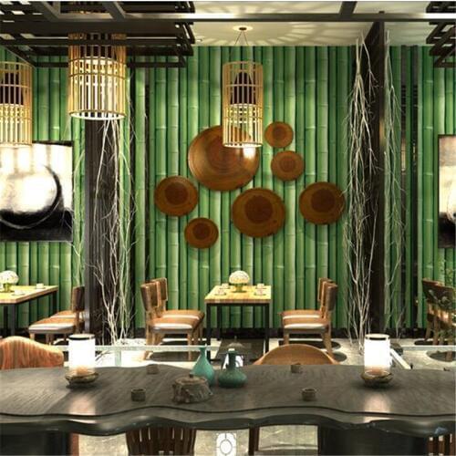 Beibehang Bamboo wallpaper Chinese classical shop decoration restaurant hotel porch Wind Tea House wallpaper 3d papel de parede