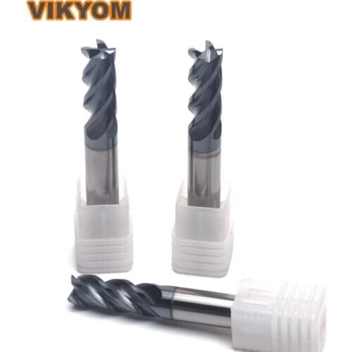 Free Shipping 4-Flutes Milling Cutter HRC65 Titanium Alloy Flat Mills Tungsten Steel Material For 304 306 Stainless Steel