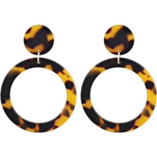Bohemian Earrings 2020 Fashion New Temperament Earrings Exaggerated Circle-shaped Acrylic Acetate Plate Leopard Earrings