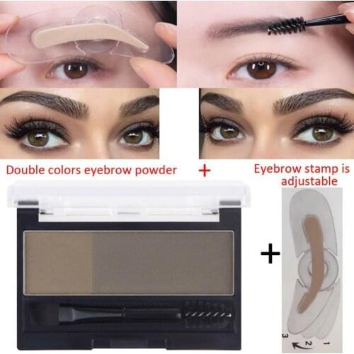 Double Color Eyebrow Powder Makeup Palette Natural Brown Eyebrow 3d Eyebrows Shadow Beauty Kit With Brush