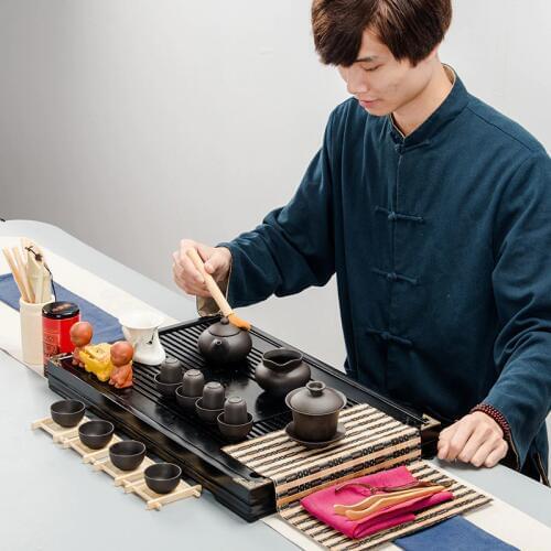 Elegant Chinese wood Tray Classic Kung Fu Tea Set Table Serving Tray Small Natural Traditional For Teapot Storage