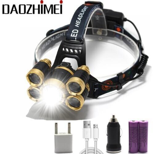 8000 lumens rechargeable Zoom USB led headlamp head flashlight torch head lamp waterproof lights USB headlight 18650 battery