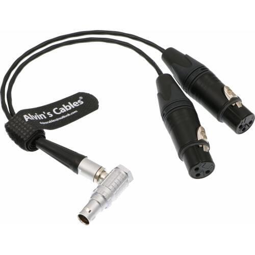 Alvins Cables XLR Breakout Audio Input Cable for Atomos Shogun Monitor Recorder Right Angle 10 Pin to Dual XLR 3 Pin Female