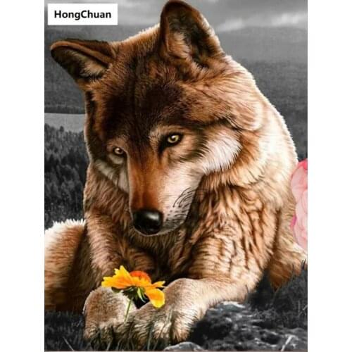 Wolf Animal 5D DIY Square/Round Diamond Painting Cross Stitch Home Decoration Mural Mosaic Diamond Embroidery Christmas Gift