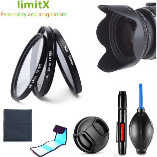 LimitX Filter Kit UV CPL ND4 & Case + Lens Hood + Cap + Cleaning pen for Leica Q Typ 116 / Sony RX1 RX1R II Digital Camera