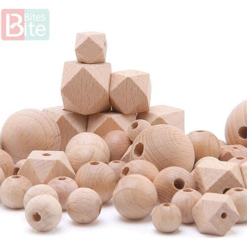 Bite Bites 8-25mm Baby Wooden Teether Beech Hexagon Beads BPA Free Wooden Blank Tiny Rod Diy Pendant Crafts ChildrenS Goods