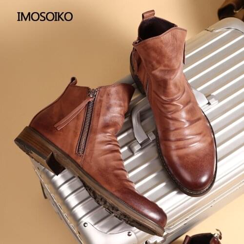 High-Quality New Mens Bilateral Zipper Non-Slip Soles Tassel Resistant Microfiber Leather Cowboy Martin Boots Military Series