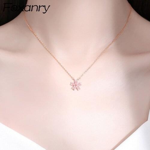 Evimi 925 Sterling Silver Clavicle Chain Necklace for Women Trendy Elegant Sparkling Flower Zircon Bride Jewelry Birthday Gift