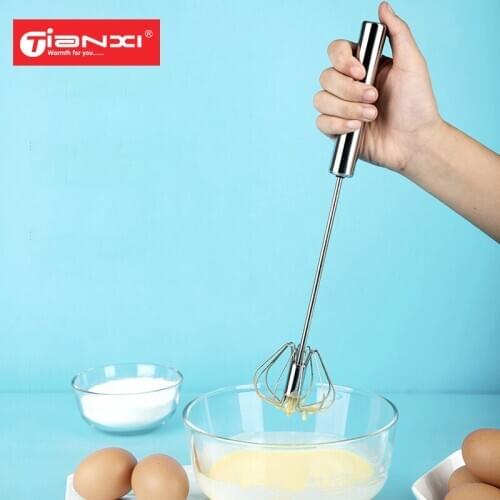 TIANXI Stainless Steel Semi-automatic Egg Beater Hand Blender Rotating Mixer Coffee Milk Mixing Egg Cream Kitchen Tools