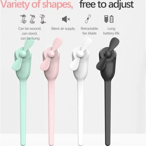 Mini Portable Cooling Fan Silent Adjuatable Shape Long Lasting Small Fan 500mAh Silicone Fan Blade for Office School Desktop Fan