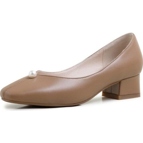 Big Size Square head simple single shoes ladies high heels women shoes woman pumps