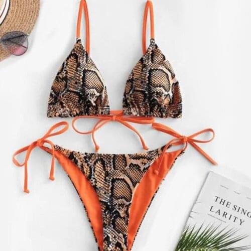 Bikini split swimsuit double sided Leopard Snake Print Sexy Bikini swimsuit zaful biquinis maiô bathing suit women mayo beach