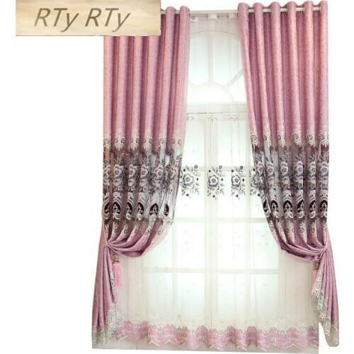 Luxury embroidered curtains finished custom for living room high quality curtains for kitchen Window Treatments