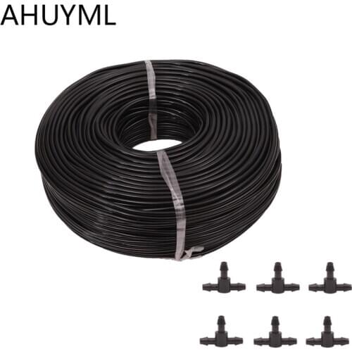 30M 4/7 Hose +25 Pcs Tee Connector Garden Irrigation System Accessories Wear Black 1/4 "Hose Watering Pipe Garden Lawn Sprinkler