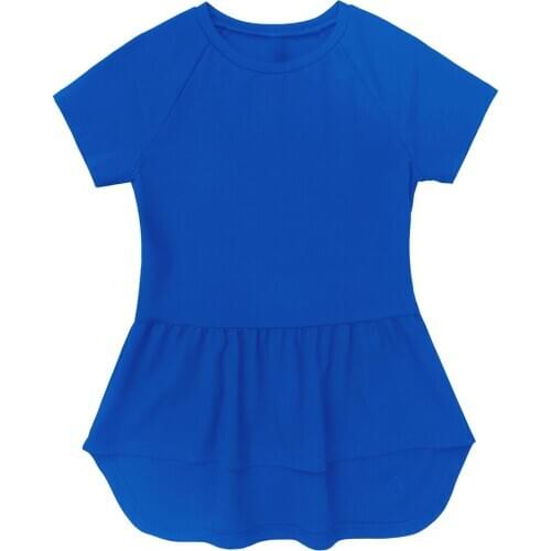 Kids Girls Tops Summer Casual Clothes Pure Color Short Sleeve High-low Ruffle Hem Dress Peplum Tops T Shirt Children Clothing