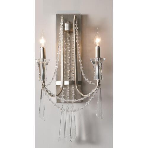 Vintage silver led candle Mirror Light for villa hall hotel lobby crystal Wall Light country retro bedroom parlor wall Lighting