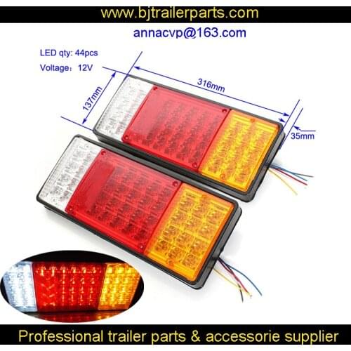 12V 44LED, Pair 2x Rear Lamps Tail Lights Boat Trailer UTE Camper Truck Van Indicator