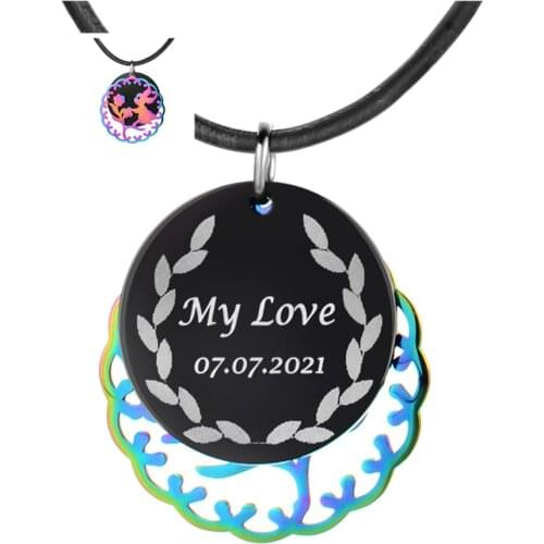 Designer Custom Pendants Necklaces for Women Cute Stainless Steel Jewelry Gift Genuine Leather Chain Personalized Necklace
