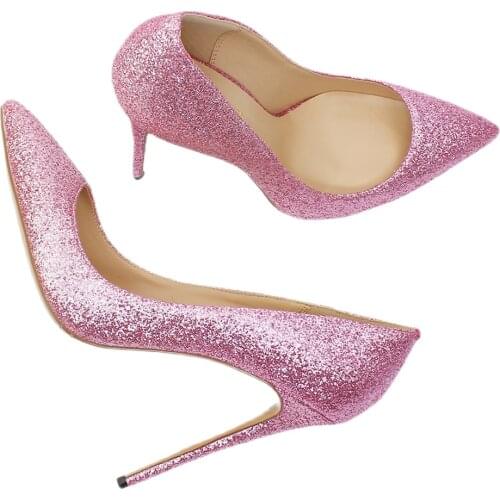 Europe Sexy Women Shoes Pink Gold Sliver High Heels Pumps Spring/Autumn 2020 New Pointed Thin Heels Woman Party Shoes D009B