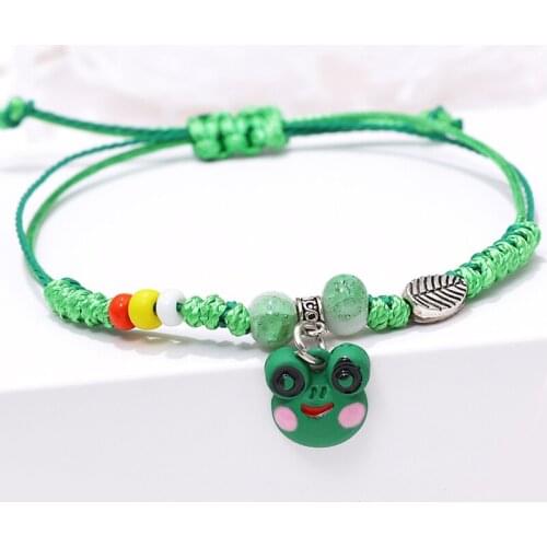 ZOSHI Green Frog DIY Rope Bracelet for Women Fashion Animal Jewelry Multi Colors Trendy Elastic Charms Bracelet Femme