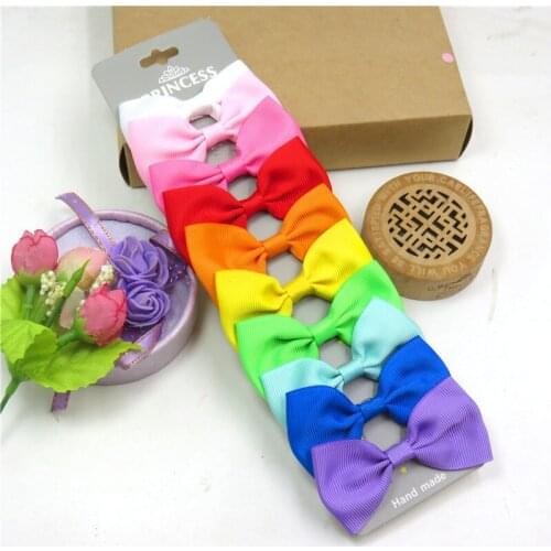 10PCS/Lot Lovely Rainbow MIX Colors Hairpins Grosgrain Ribbon Bow Clips 2020 Korean Creativity Hair Accessories For Baby Girls